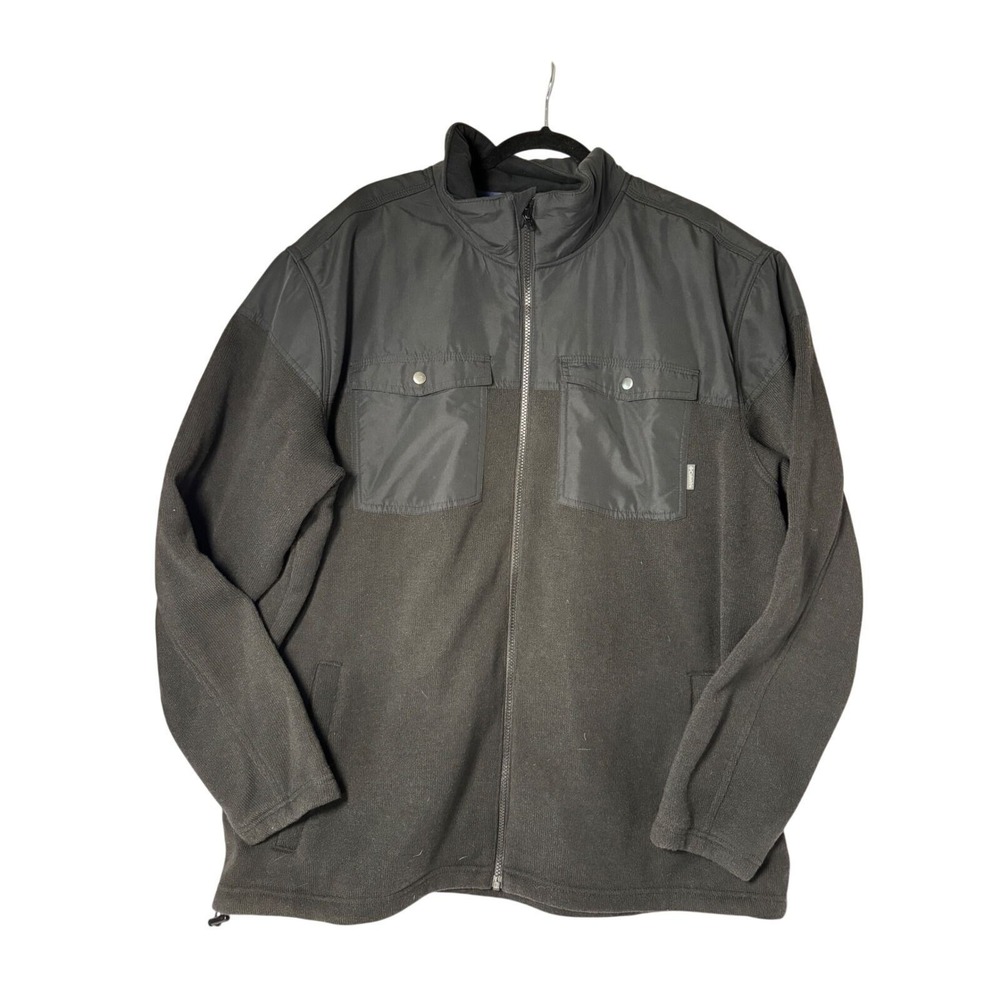 Columbia Mens XXL Black Full Zip Fleece Jacket Utility Nylon Overlay Gorpcore